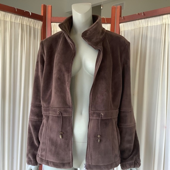 Kristen Blake Womens Super Soft Plush Fleece Brown Jacket Size Large - Picture 5 of 7